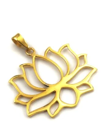 Lotus Çiçeği Gümüş Kolye Ucu Altın Kaplama