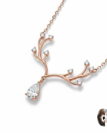 Altın Kaplama Gümüş Zirkon Taşlı Geyik Boynuzu Kolye