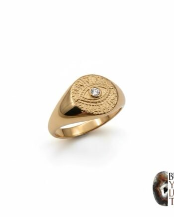 Antik Görünümlü Rose Gold Kaplama Gümüş Zirkon Taşlı Göz Yüzük