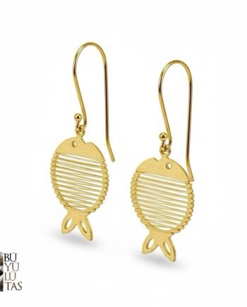 Tasarım Altın Kaplama Gümüş Tel Sarmalı Balık Küpe