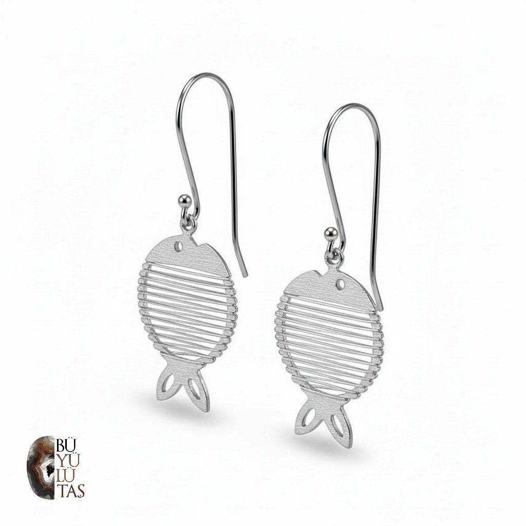 Tasarım Altın Kaplama Gümüş Tel Sarmalı Balık Küpe