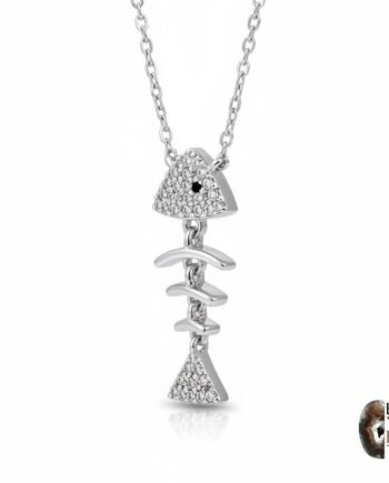 Zirkon Taşlı Zarif Tasarım Gümüş Balık Kılçığı Kolye