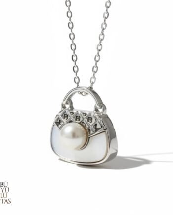 Tasarım Zarif Sedef ve İnci Detaylı Çanta Modeli Kolye