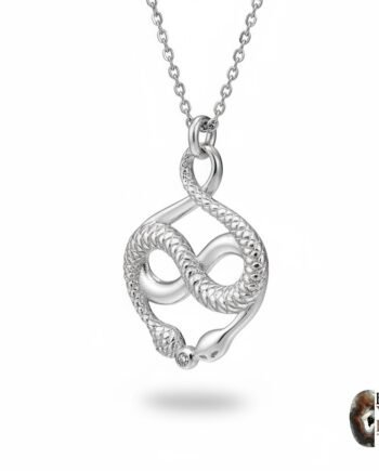 Gümüş Zirkon Taşlı Tasarım Yılan Sonsuzluk Modeli Kolye