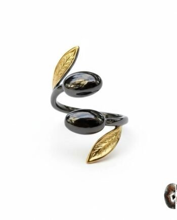 Oksitli Ve Altın Kaplama Tasarım Gümüş Zeytin Yüzük