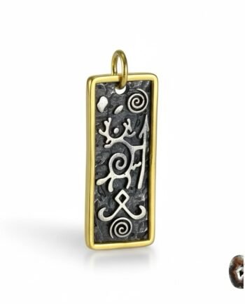 Antik Görünümlü Tasarım Altın Kaplama Ve Oksitli Gümüş Kolye Ucu