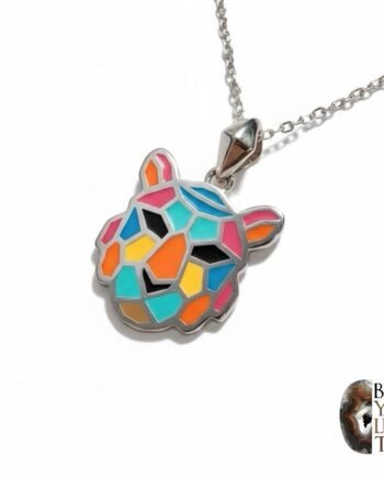 Renkli Mozaik Mineli Kedi Kolye