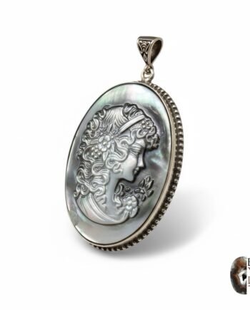 El İşçiliği Sedef Kameo Kabartma Tasarım 925 Ayar Gümüş Kolye Ucu