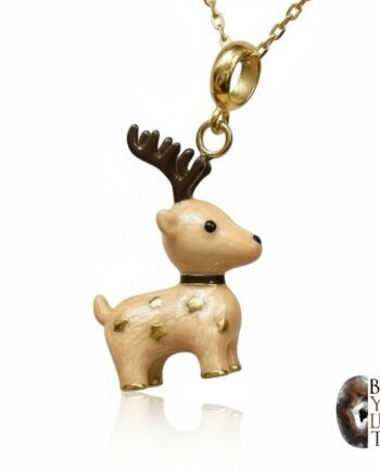 El Yapımı Mine İşlemeli Gümüş Geyik Çarm Kolye