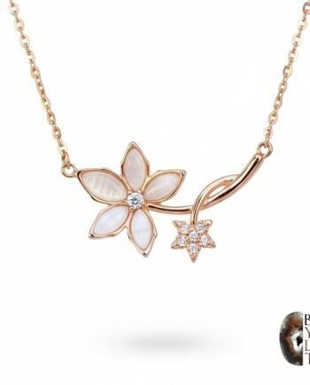 Zarif Çiçek Dalı Tasarım 925 Ayar Gümüş Kolye