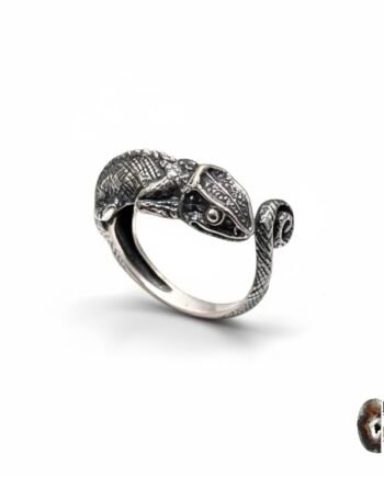 Tasarım Oksitli Gümüş Bukalemun Yüzük – 925 Ayar Ayarlanabilir