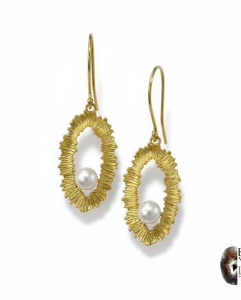 Altın Kaplama Doğal İncili Organik Form Tasarım Küpe – 925 Ayar Gümüş