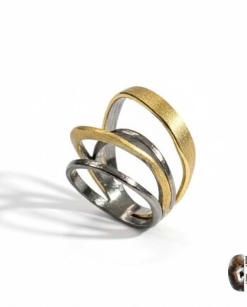 Altın Kaplama & Oksitli Gümüş Tasarım Dalga Form Yüzük