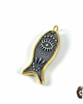 Altın Kaplama Oksitli Gümüş Balık Figürlü Nazarlık Kolye Ucu