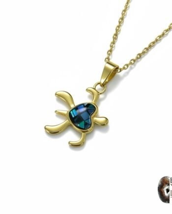 Abalone Taşlı Tasarım Kaplumbağa Kolye – 925 Ayar Gümüş & Altın Kaplama, Özel İmalat