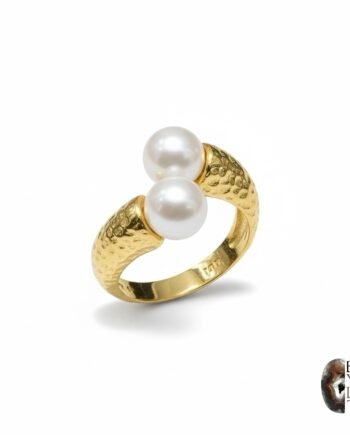 Çift İncili Altın Kaplama Tasarım Gümüş Yüzük