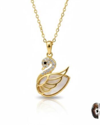 Zarif Sedef Kanatlı Altın Kaplama Kuğu Kolye