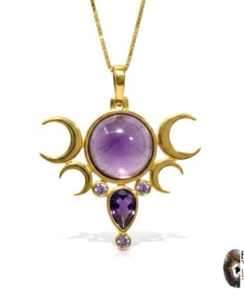 Altın Kaplama Gümüş Üç Ay Fazı Tasarım Ametist Taşlı Kolye