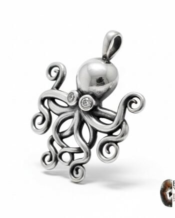 Zirkon Taşlı Tasarım Gümüş Ahtapot Kolye Ucu