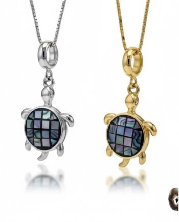 Sedef Taşlı Kaplumbağa Figürlü Gümüş Kolye